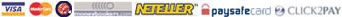 Visa, Mastercard, Neteller, Moneybookers, Paysafecard, Click & Buy, Click2Pay