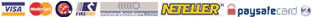 Visa, Mastercard, Neteller, Moneybookers, Paysafecard, Click & Buy, Firepay, Click2Pay